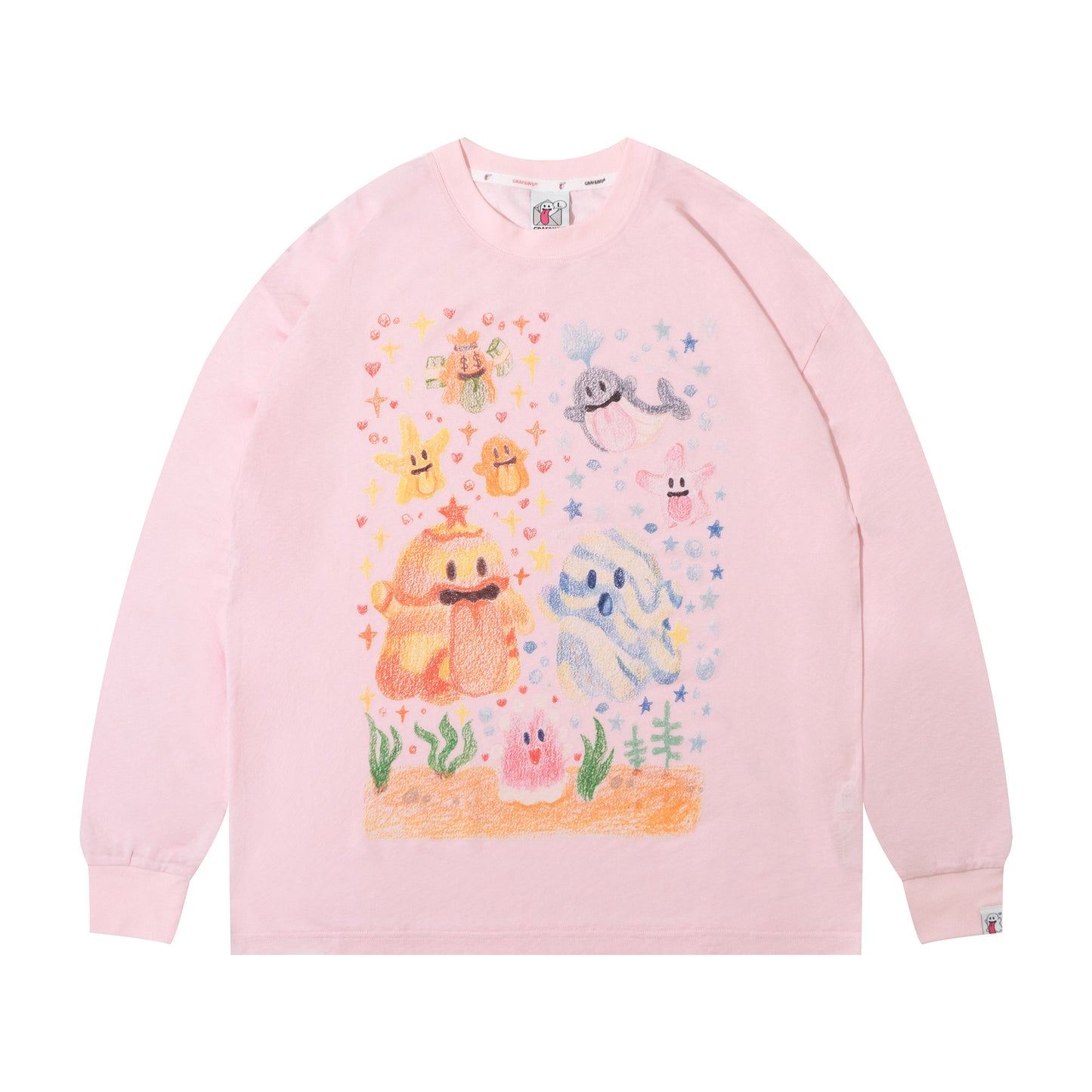 GRAF&WU Tencel Thin Long-Sleeve Cute Ghost Planet Art Shirt