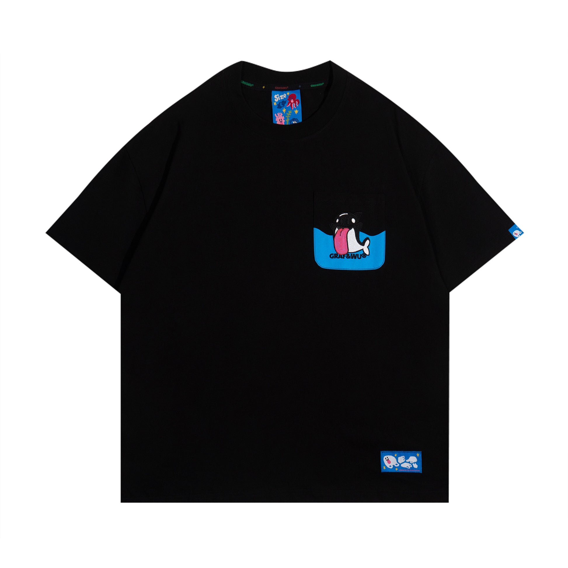 GRAF&WU BooGhost Ocean Protect Pocket T-Shirt - Black Orca colorway streetwear graphic tee
