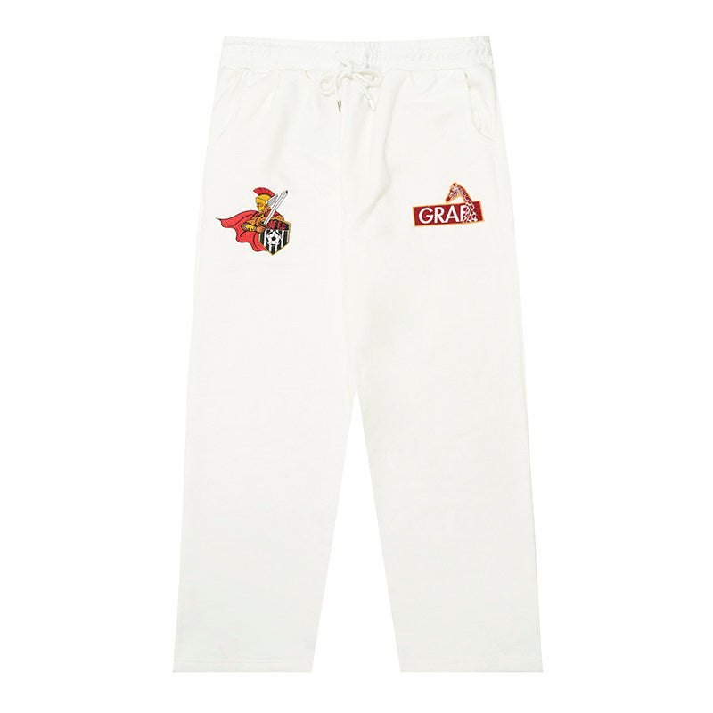 GRAF&WU Football Club Blokecore Floral Angel Devil Fleece Casual Pants