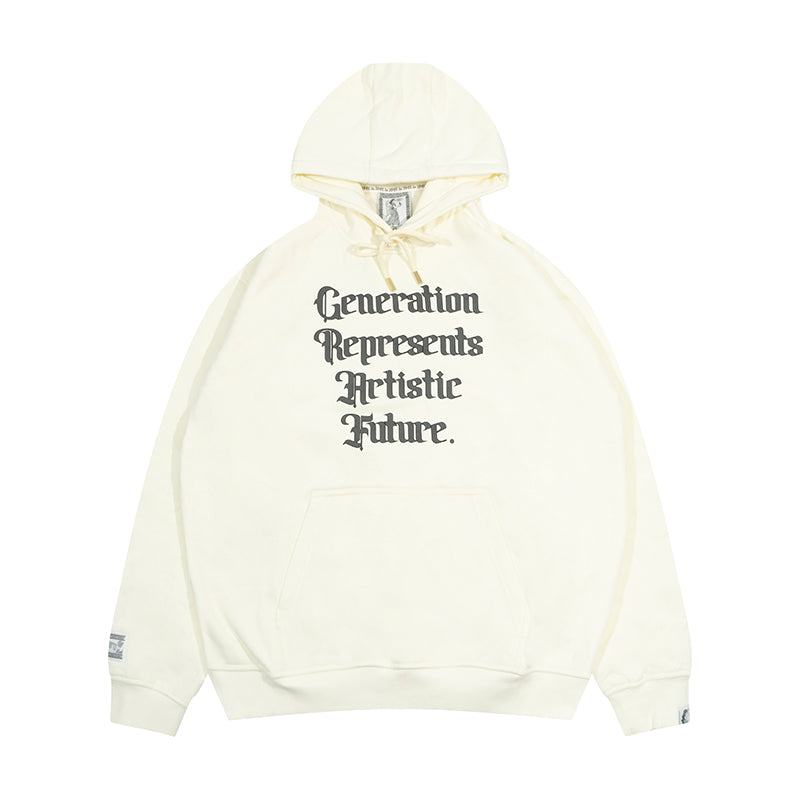 GRAF&WU Brand Letter Fleece Loose Streetwear Hoodie