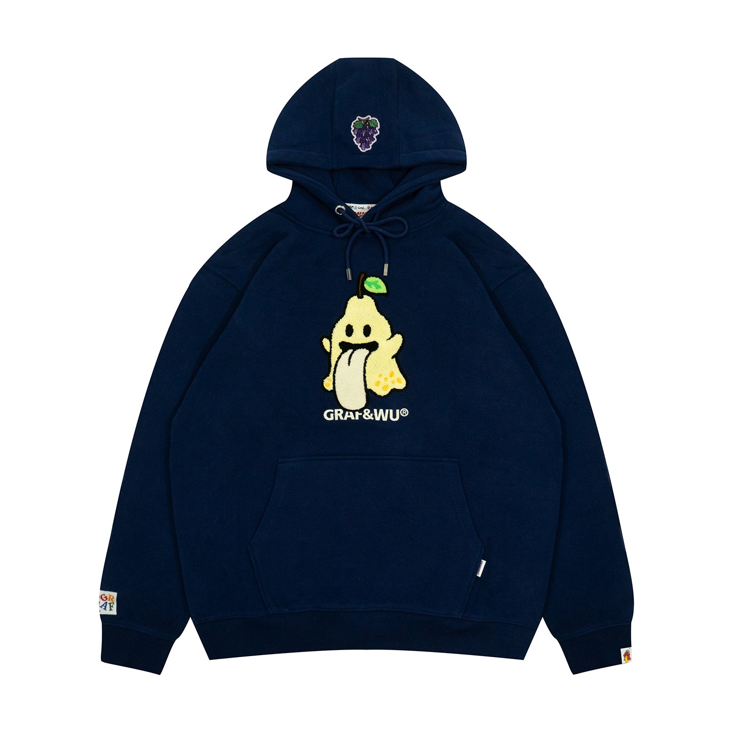 GRAF&WU Fruit Cute Ghost Towel Embroidery Fleece Hoodie