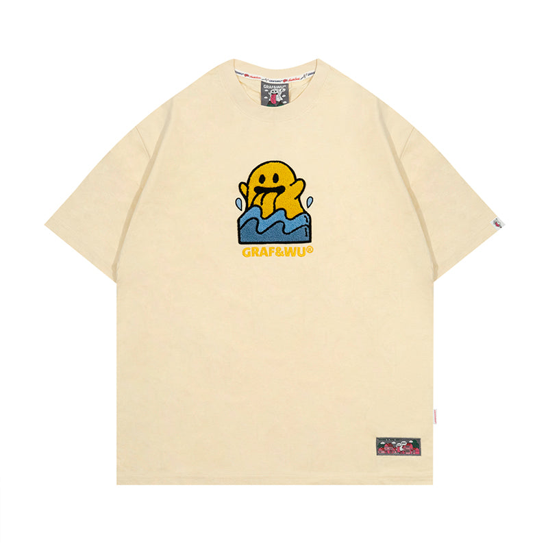 GRAFWU Nature Series Cute Ghost Bee, Flower, Snail, Elements Embroidered T-Shirt