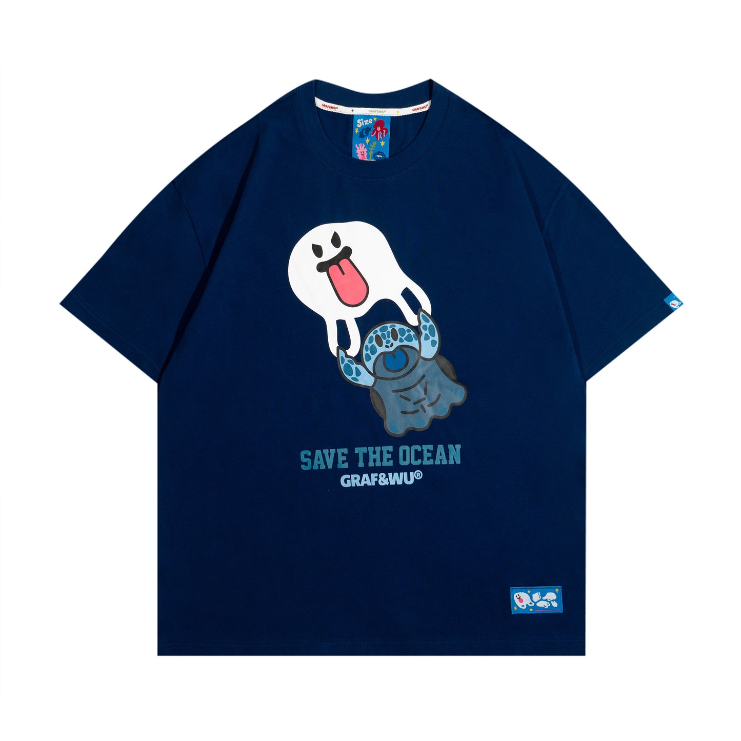 GRAF&WU Protect Ocean Nature Themed Cute Ghost T-shirt