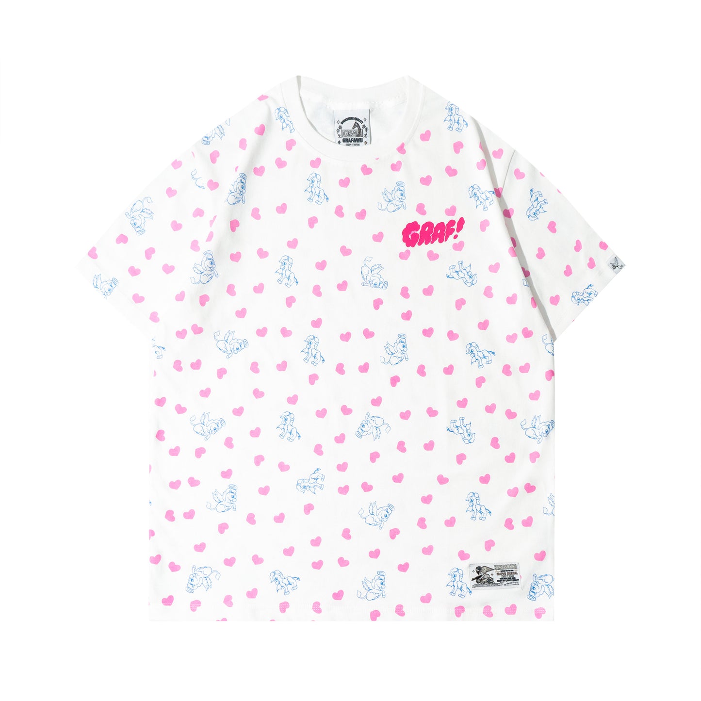 GRAF&WU Cartoon Angel Pony Heart-shaped Cute Aesthetic Cotton T-shirt