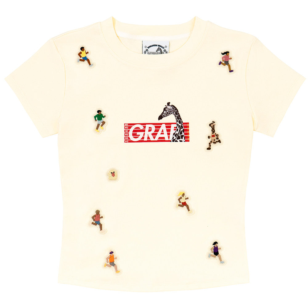 GRAF&WU Y2K Sports Giraffe Mini Embroidered Hot Girls T-Shirt