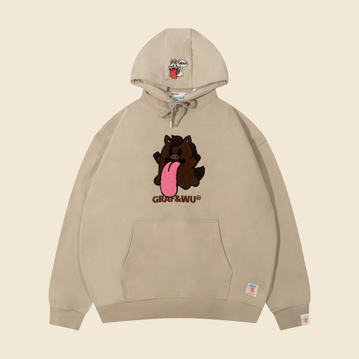 GRAF&WU Chinese Zodiac Character Loose-Fit Hoodie