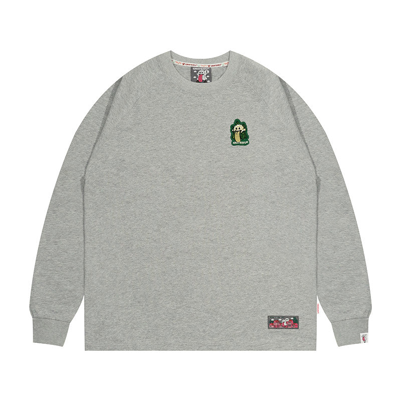 GRAF&WU Vegetable Cute Ghost Character Embroidered Long Sleeve Shirt