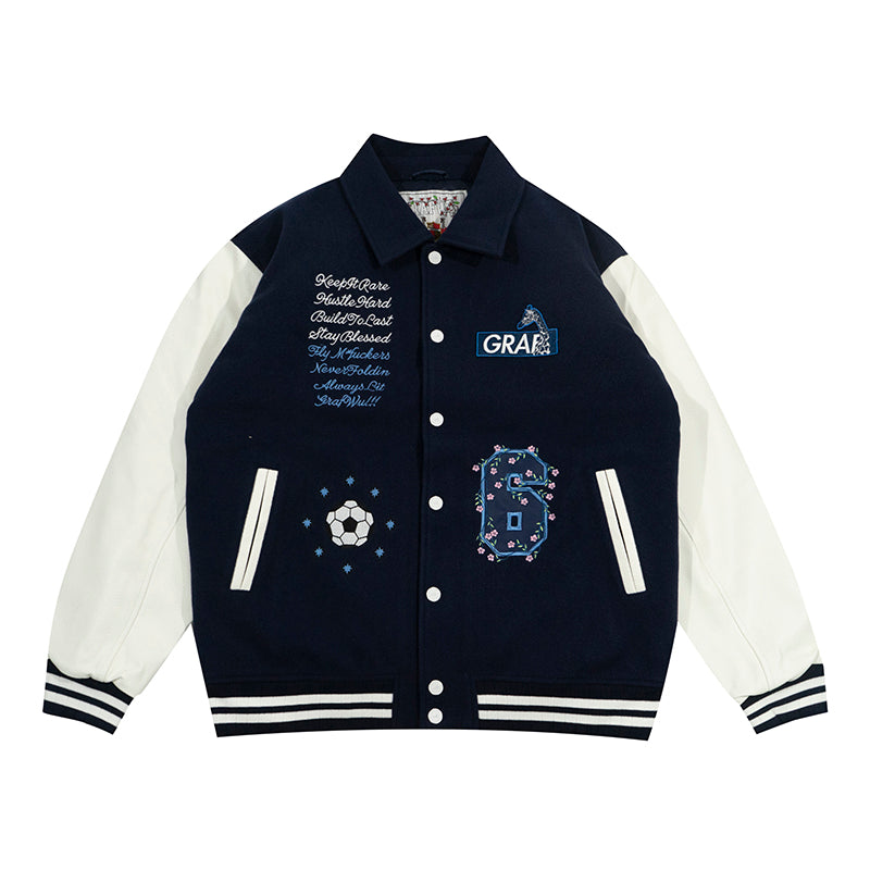 GRAF&WU Blokecore Floral Leather Sleeve Jacket
