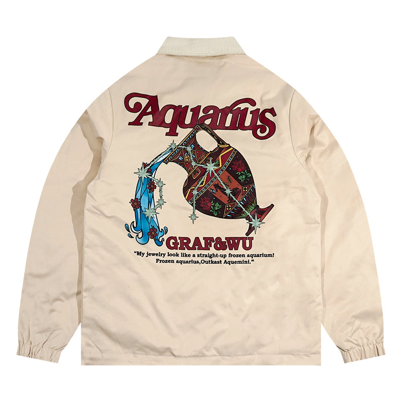 GRAF&WU 12 Signs Hip-hop Lyrics Embroidery Print Windproof Coach Jacket