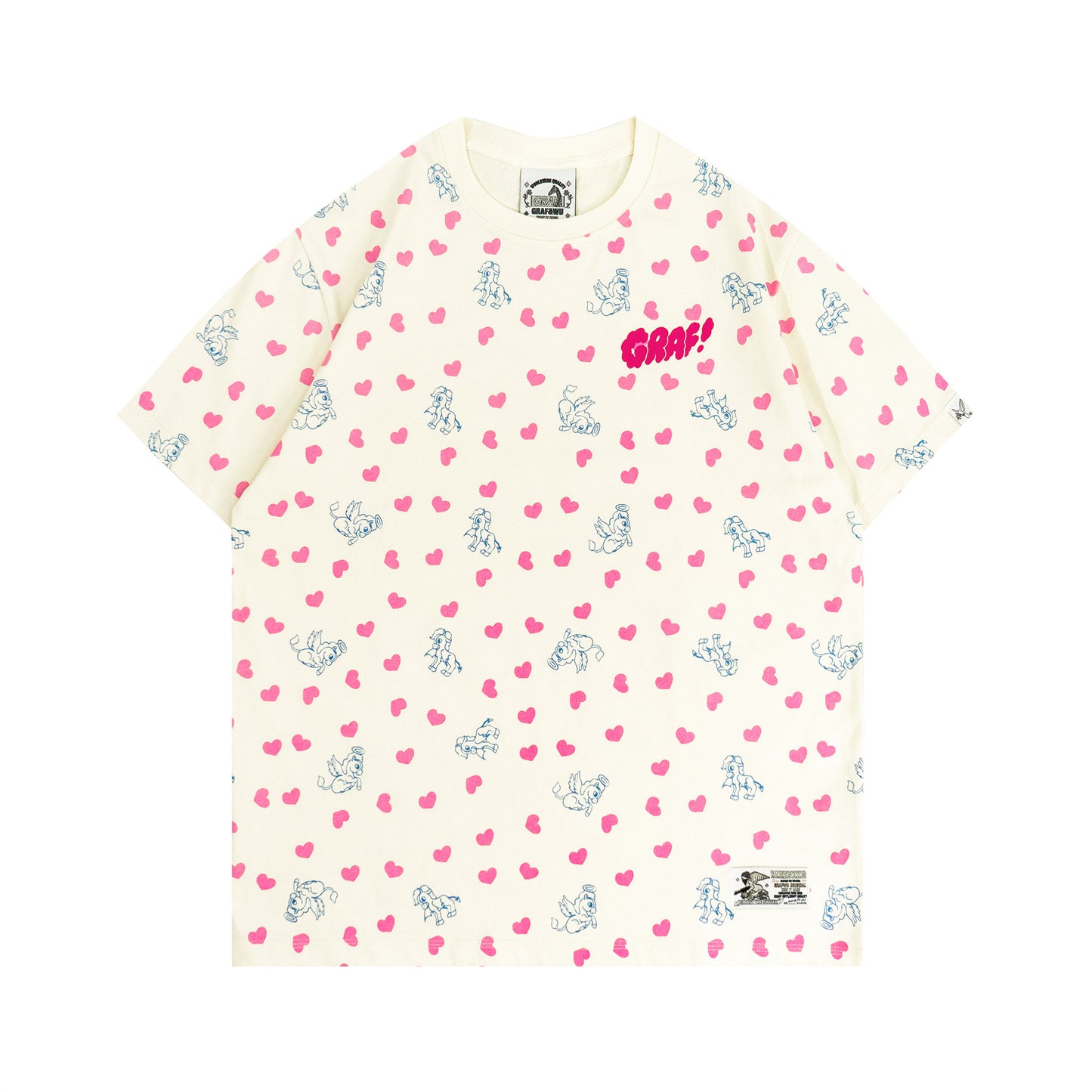 GRAF&WU Cartoon Angel Pony Heart-shaped Cute Aesthetic Cotton T-shirt