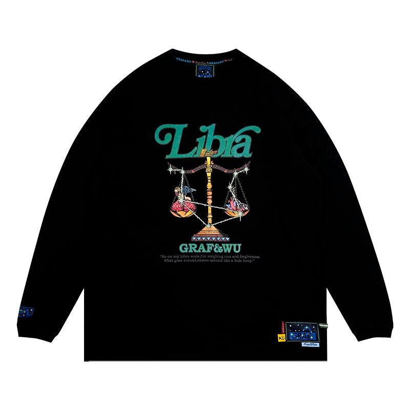 GRAF&WU 12 Signs Rap Lyrics Embroidery Print Long-sleeved Shirt