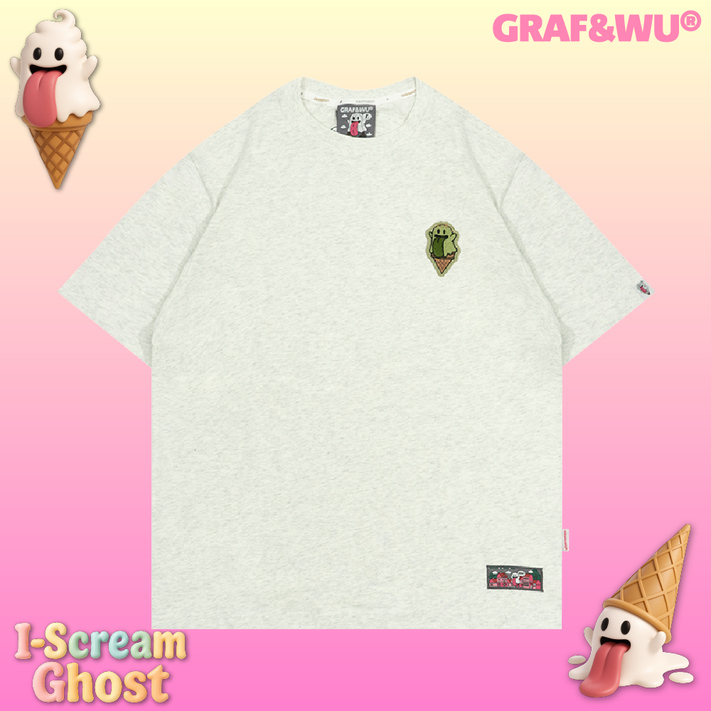GRAF&WU T-Shirts Ice Cream Cute Ghost T-Shirt Fashion Cotton Short-Sleeved Men Women Casual Short Sleeve Summer T-Shirts For Ice Cream Lovers