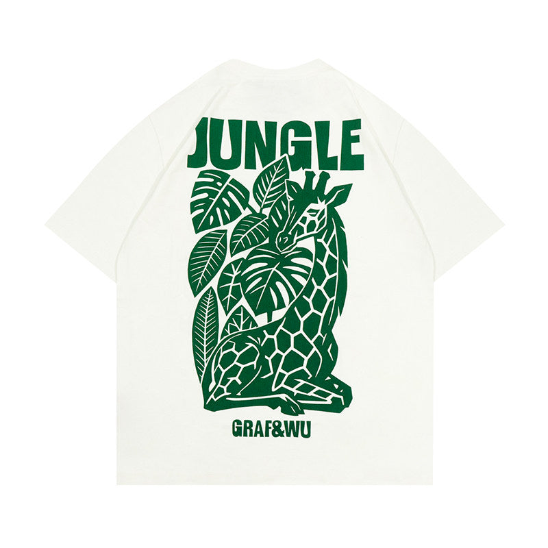 GRAF&WU Jungle Monstera giraffe Fshion Design T-shirt