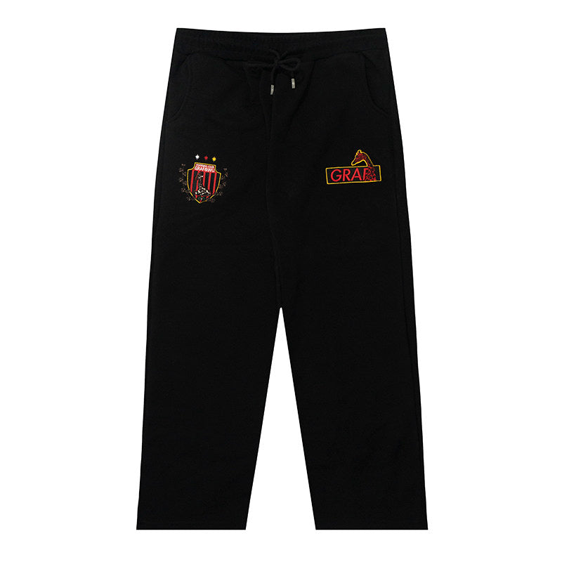 GRAF&WU Football Club Blokecore Floral Angel Devil Fleece Casual Pants