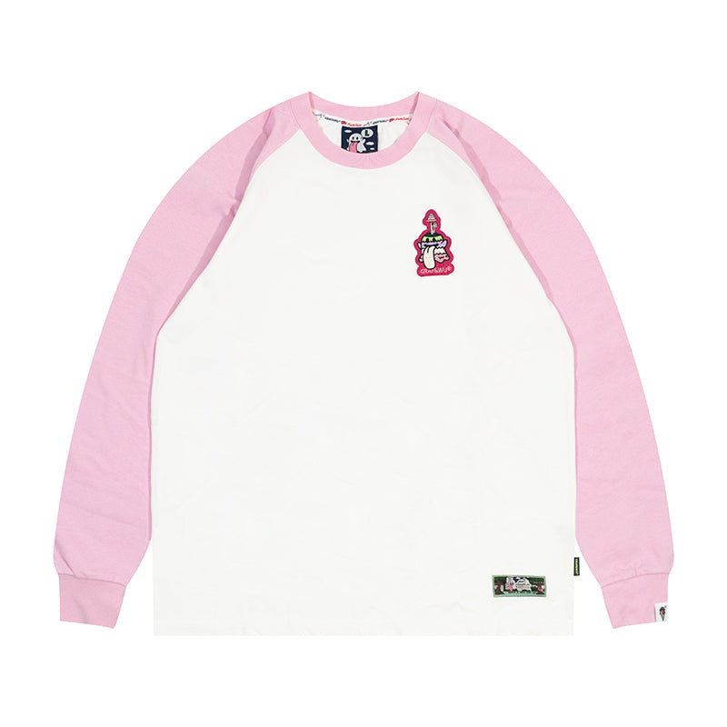 GRAF&WU Mushroom BooGhost 2.0 Embroidered Raglan Long Sleeve Tee