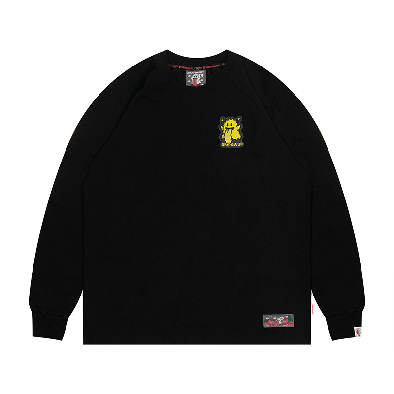 GRAF&WU Five Elements Cute Ghost Embroidery Long-sleeved Shirt