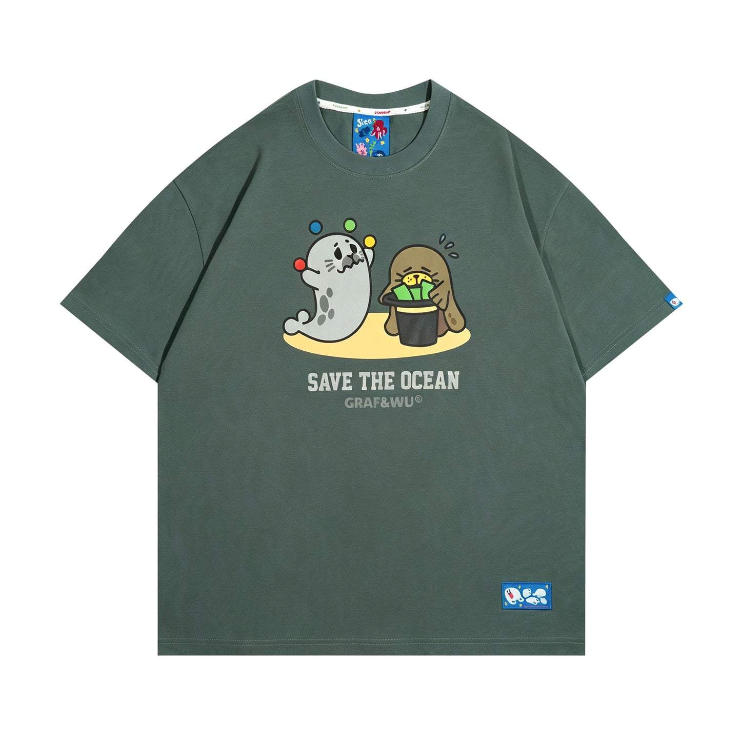 GRAF&WU Protect Ocean Nature Themed Cute Ghost T-shirt