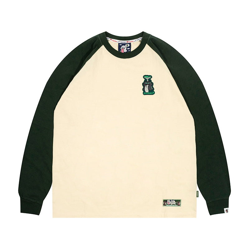 GRAF&WU Mushroom BooGhost 2.0 Embroidered Raglan Long Sleeve Tee