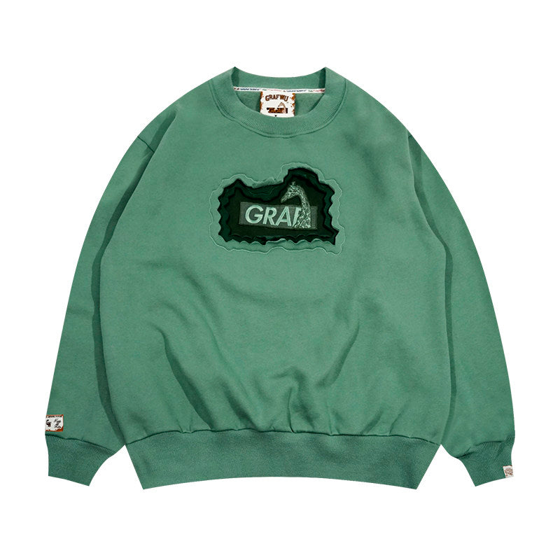 GRAF&WU Classic Erosion 2.0 3D Design Casual Fleece Crew Neck Sweatshirt