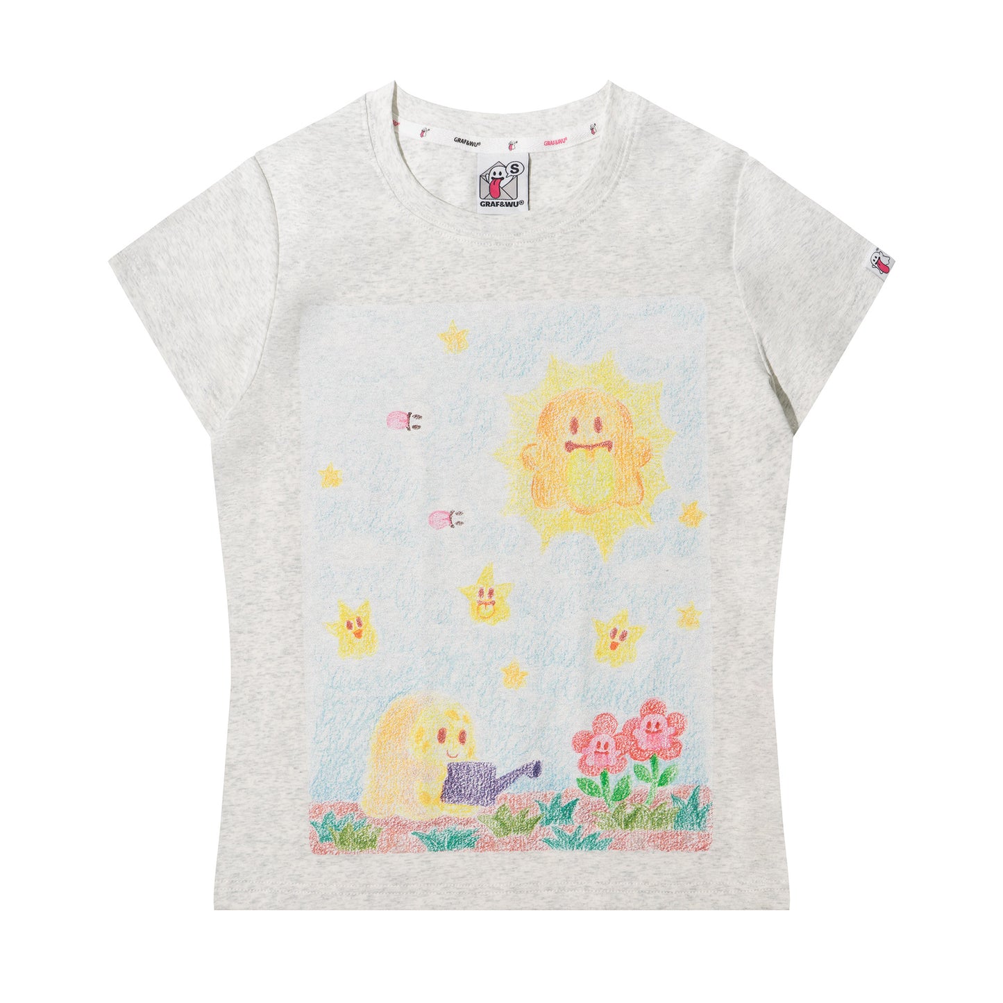 GRAF&WU Artistic Painted Solar System Planets Cute Ghost Hot Girl T-shirt