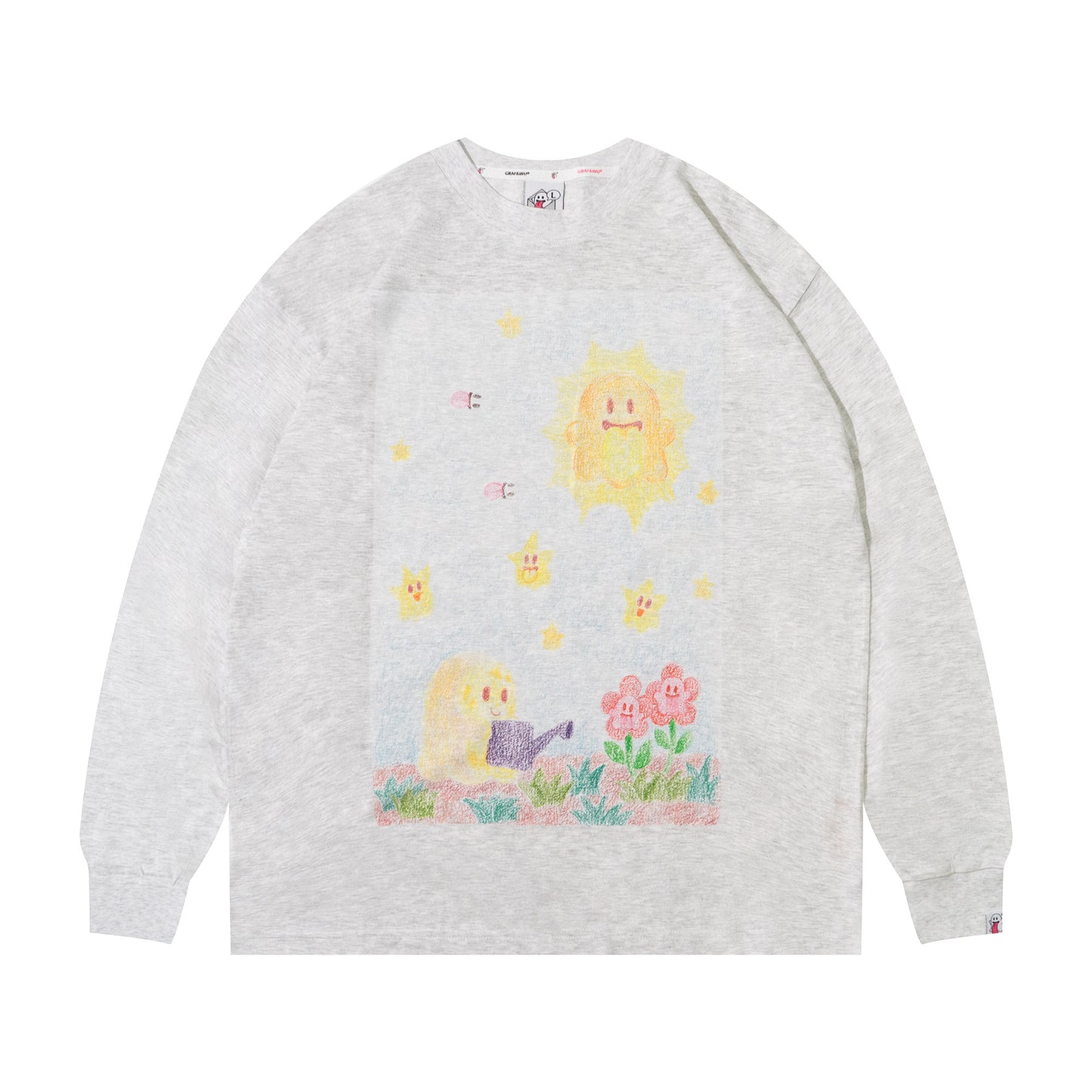 GRAF&WU Tencel Thin Long-Sleeve Cute Ghost Planet Art Shirt