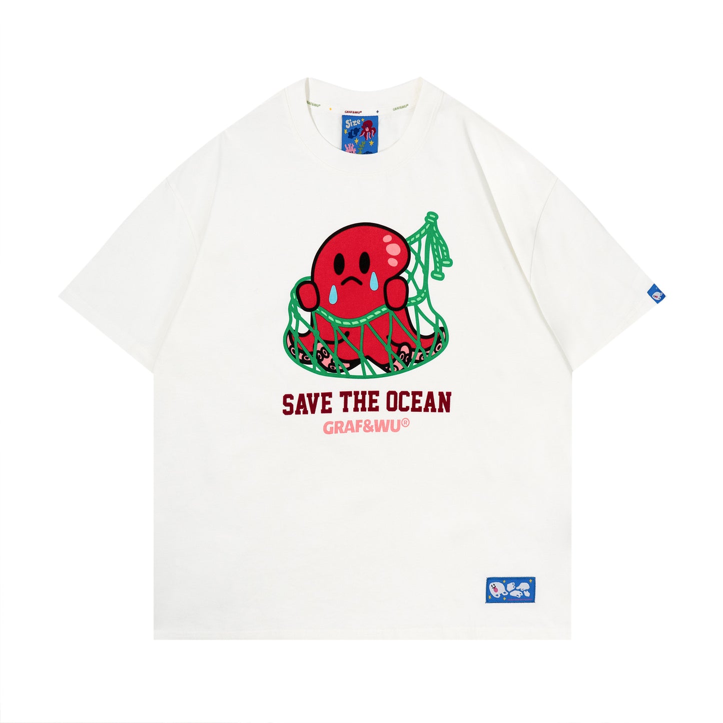 GRAF&WU Protect Ocean Nature Themed Cute Ghost T-shirt