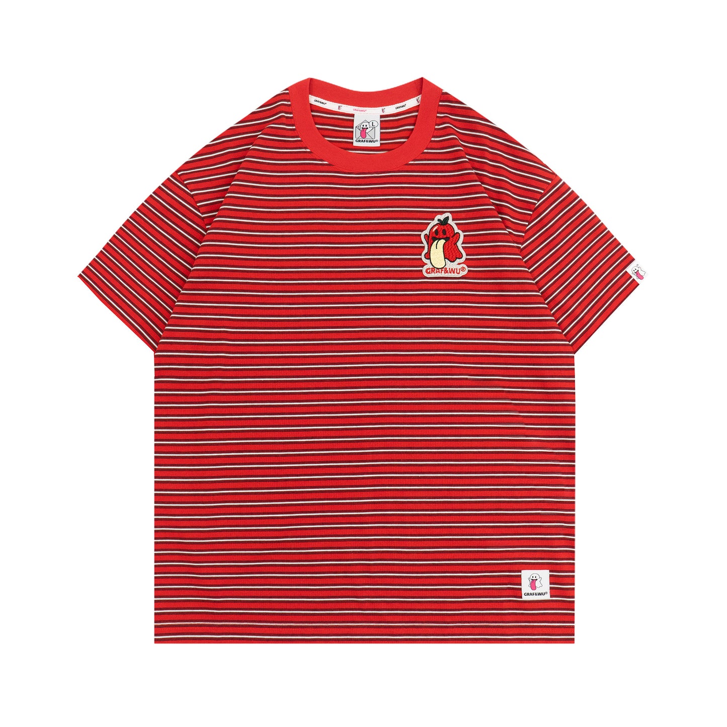GRAF&WU OG Cute Ghost Angel Devil Embroidered Colorful Striped T-Shirt