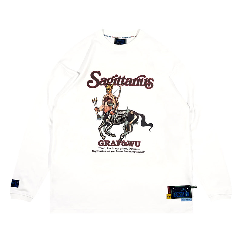 GRAF&WU 12 Signs Rap Lyrics Embroidery Print Long-sleeved Shirt