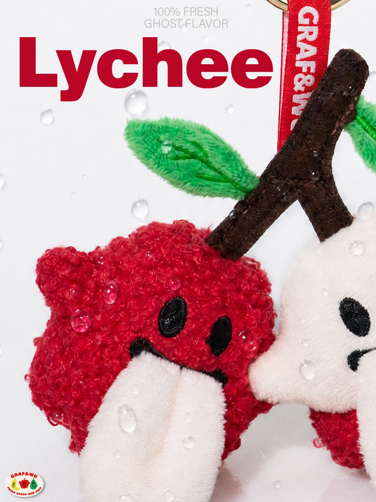 GRAFWU Fruit Party Peach Lychee Banana Plush Cute Ghost Bag Charm Doll