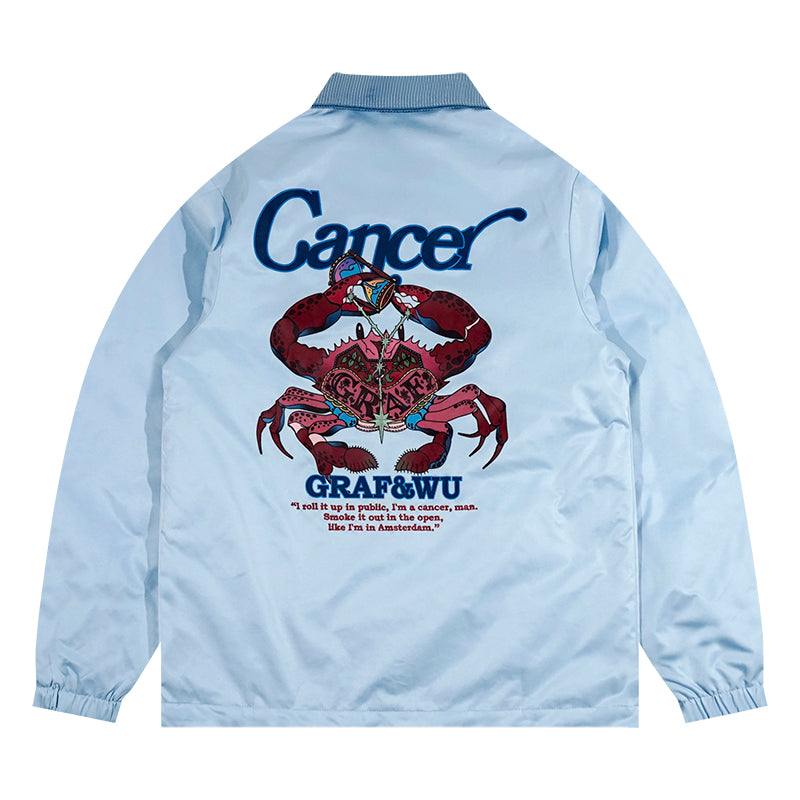 GRAF&WU 12 Signs Hip-hop Lyrics Embroidery Print Windproof Coach Jacket