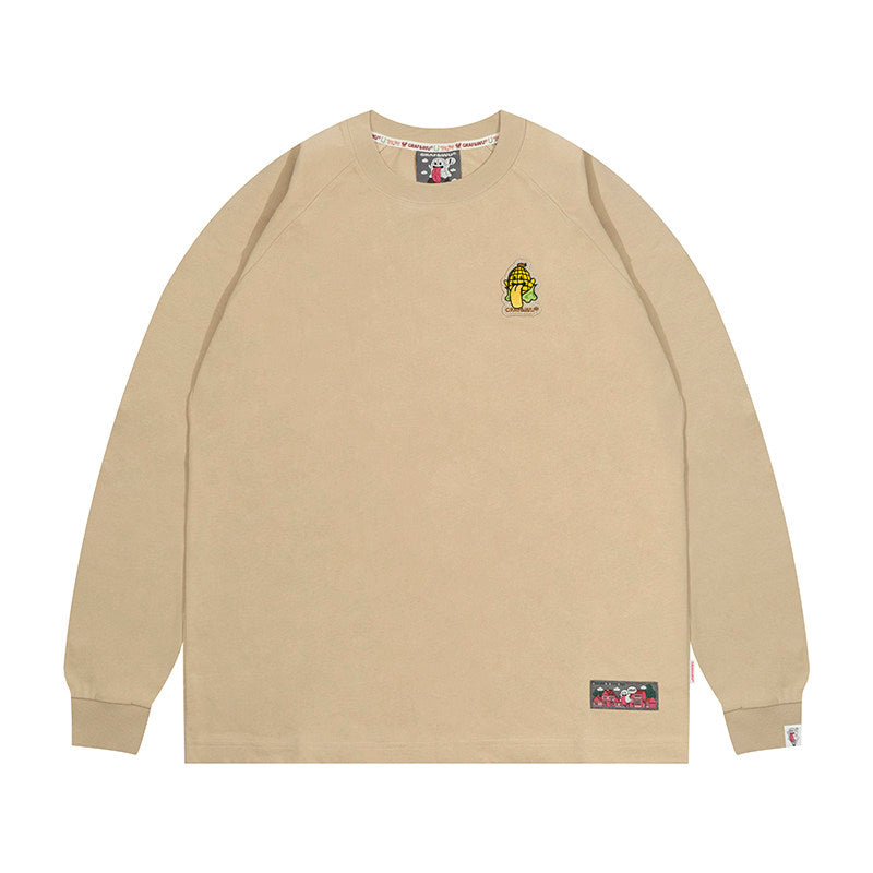 GRAF&WU Vegetable Cute Ghost Character Embroidered Long Sleeve Shirt