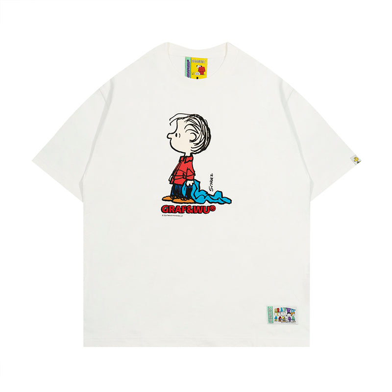 GRAF x PEANUTS Collab Charlie Brown Cartoon Print T-Shirt