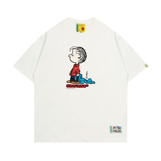 GRAF x PEANUTS Collab Charlie Brown Cartoon Print T-Shirt