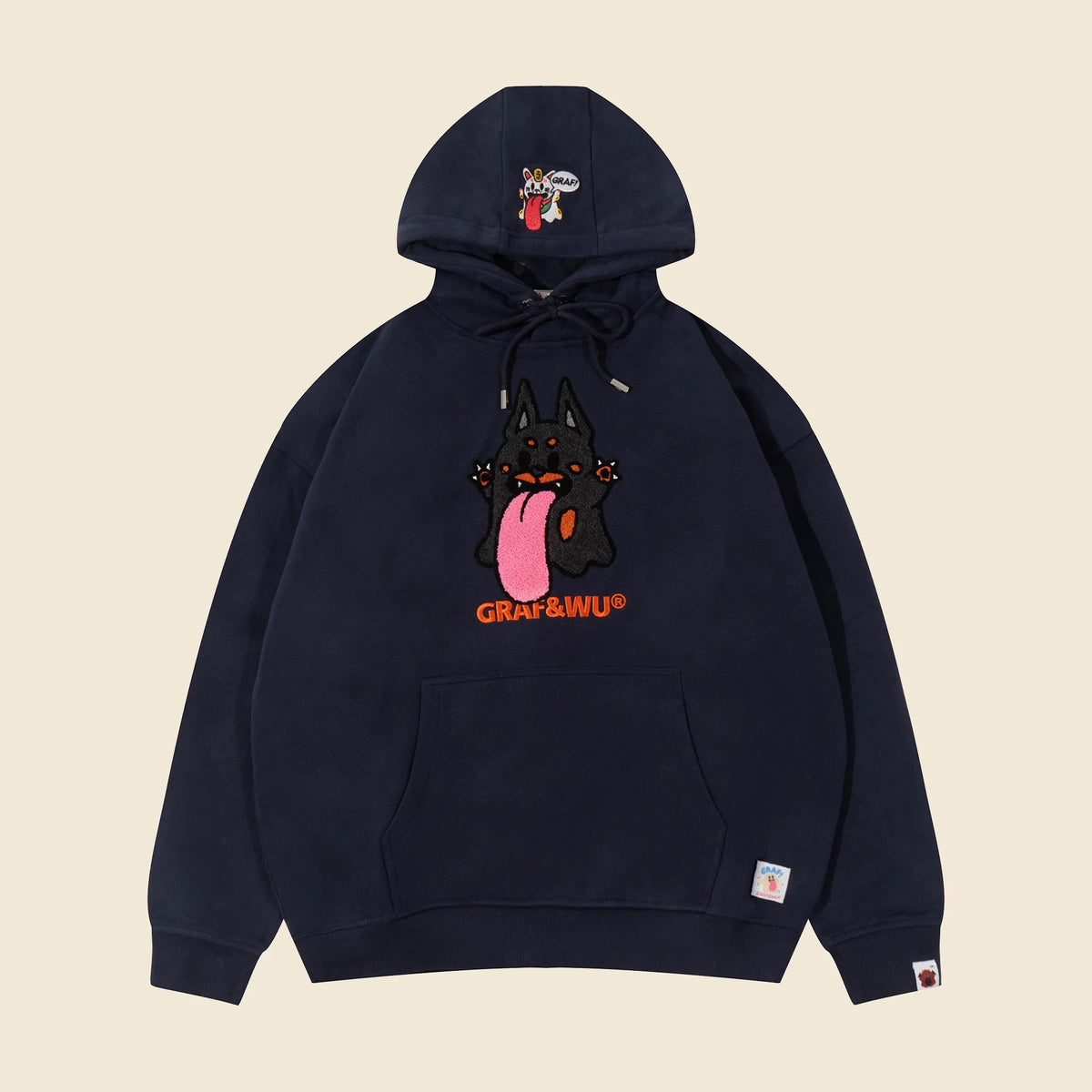 GRAF&WU Chinese Zodiac Character Loose-Fit Hoodie