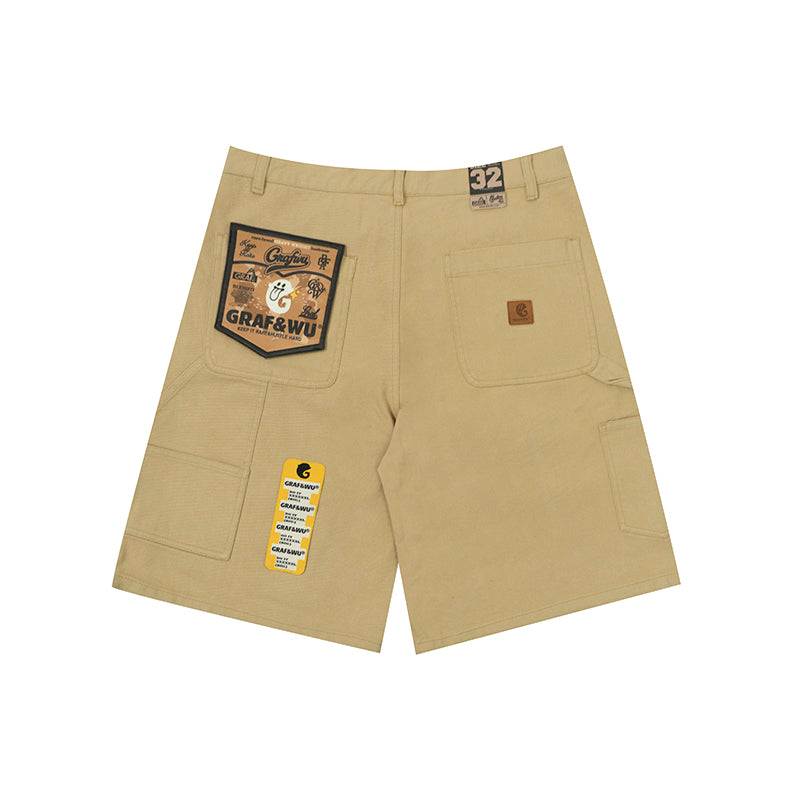 GRAF&WU Shorts Cute Ghost G Letter Logo Shorts Casual Solid Color Cargo Pants Men Women Cotton Shorts Hip-Hop Trend Pants