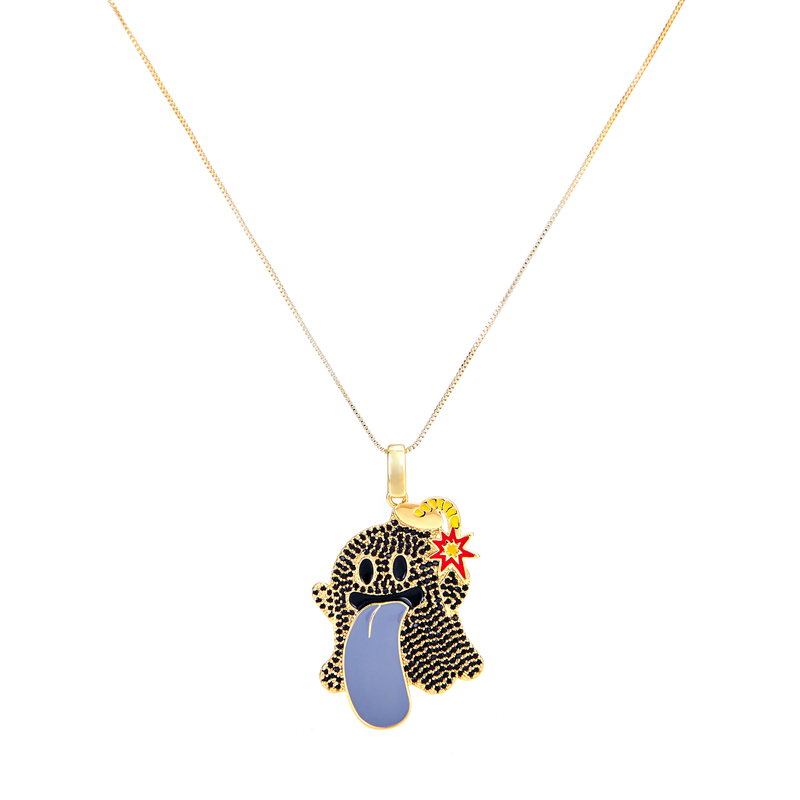 GRAF&WU Necklaces Booghost Trend Pendants Cute Ghost 2.0 Angel Demon Necklace Rhinestone Hand-Inlaid Jewelry Gold-Plated Accessories