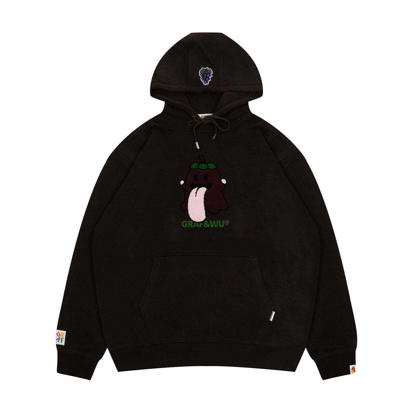 GRAF&WU Fruit Cute Ghost Towel Embroidery Fleece Hoodie