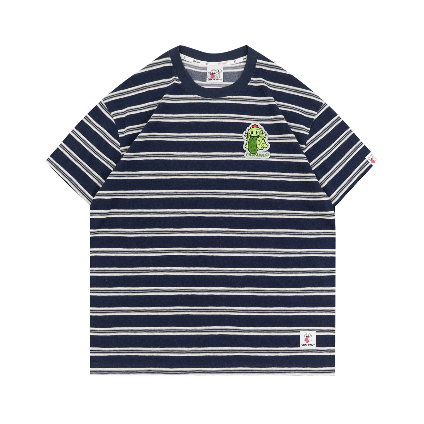 GRAF&WU OG Cute Ghost Angel Devil Embroidered Colorful Striped T-Shirt