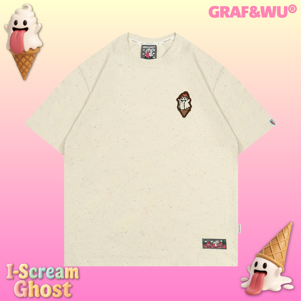GRAF&WU T-Shirts Ice Cream Cute Ghost T-Shirt Fashion Cotton Short-Sleeved Men Women Casual Short Sleeve Summer T-Shirts For Ice Cream Lovers