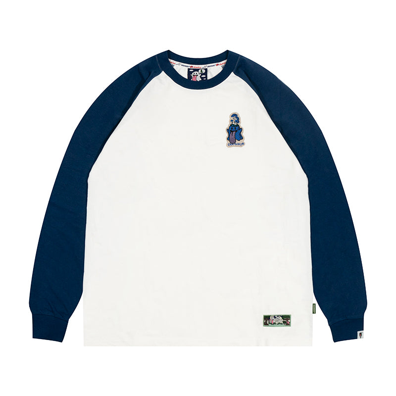 GRAF&WU Mushroom BooGhost 2.0 Embroidered Raglan Long Sleeve Tee