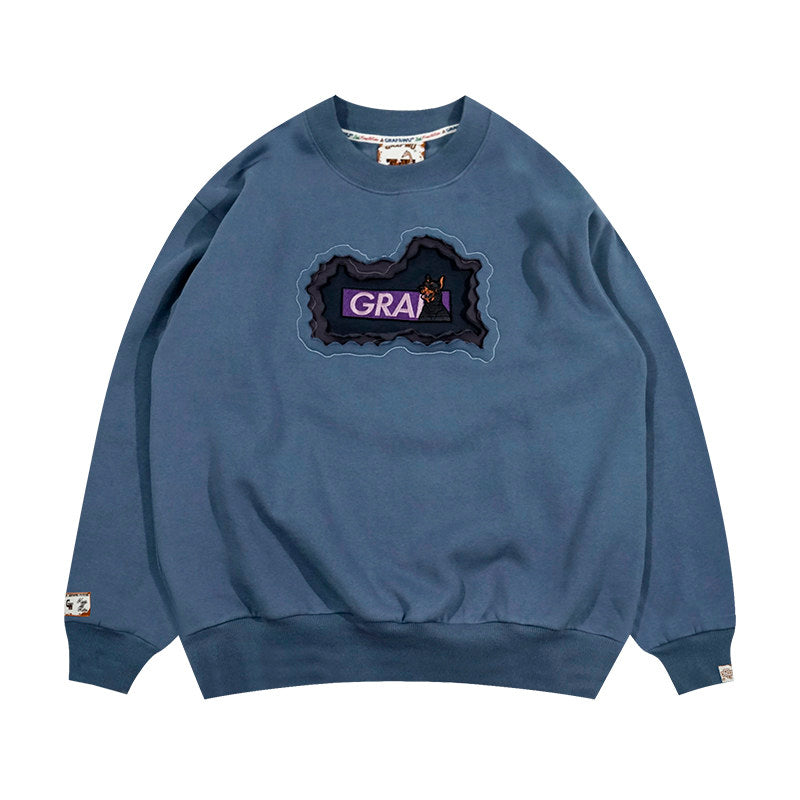 GRAF&WU Classic Erosion 2.0 3D Design Casual Fleece Crew Neck Sweatshirt