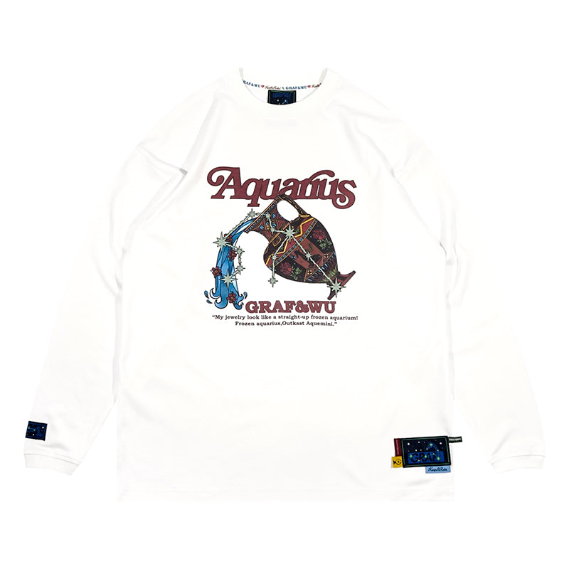 GRAF&WU 12 Signs Rap Lyrics Embroidery Print Long-sleeved Shirt