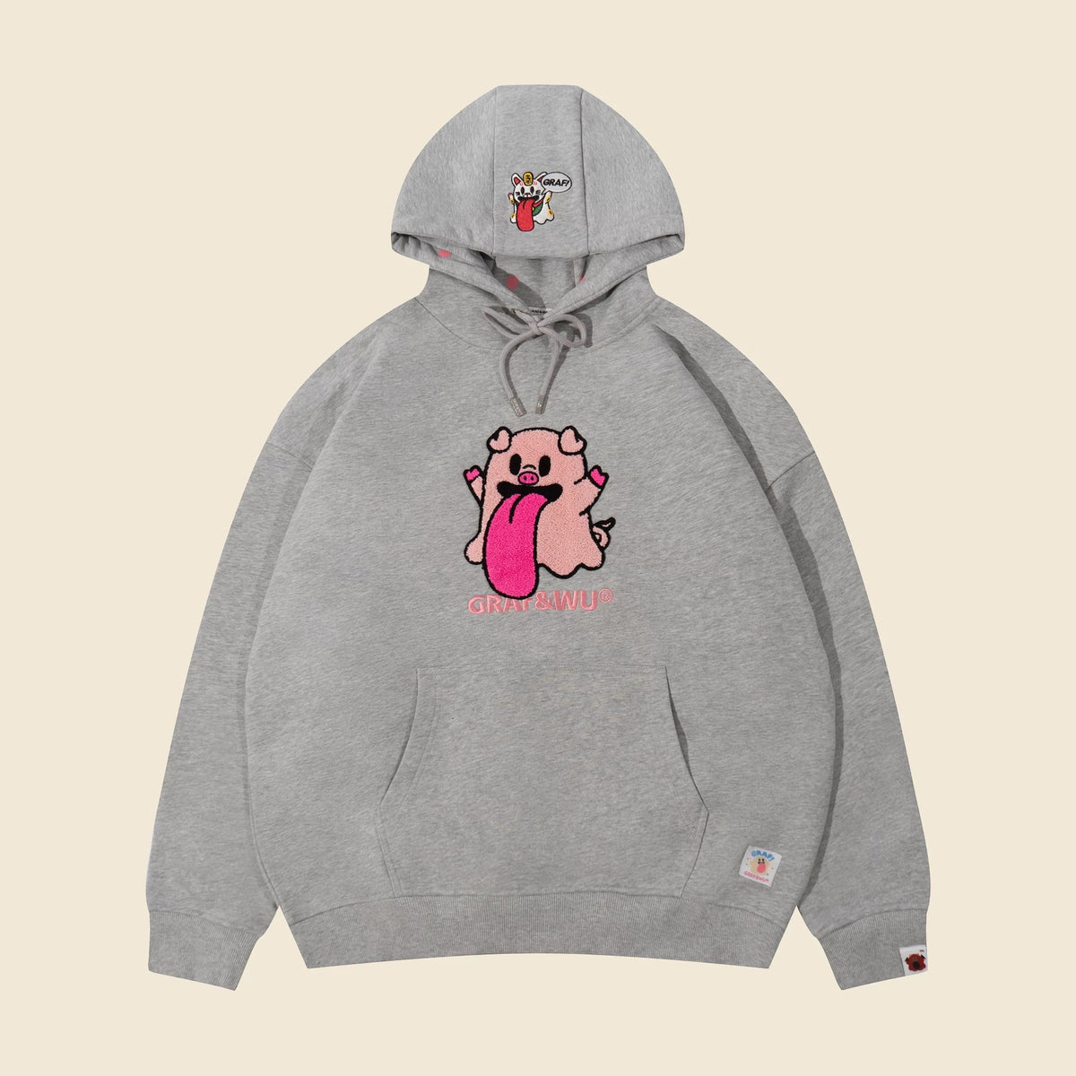 GRAF&WU Chinese Zodiac Character Loose-Fit Hoodie
