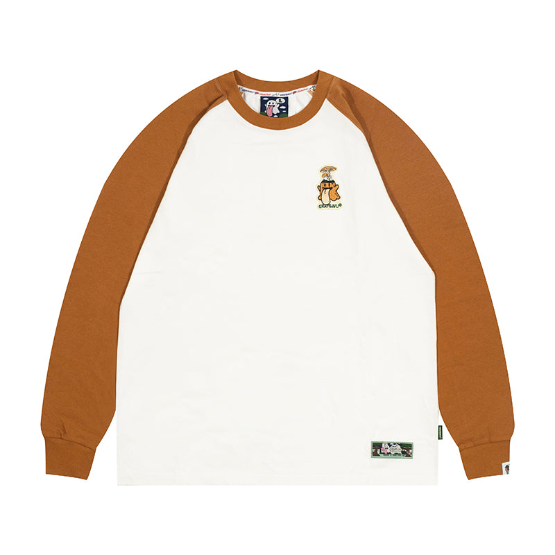 GRAF&WU Mushroom BooGhost 2.0 Embroidered Raglan Long Sleeve Tee