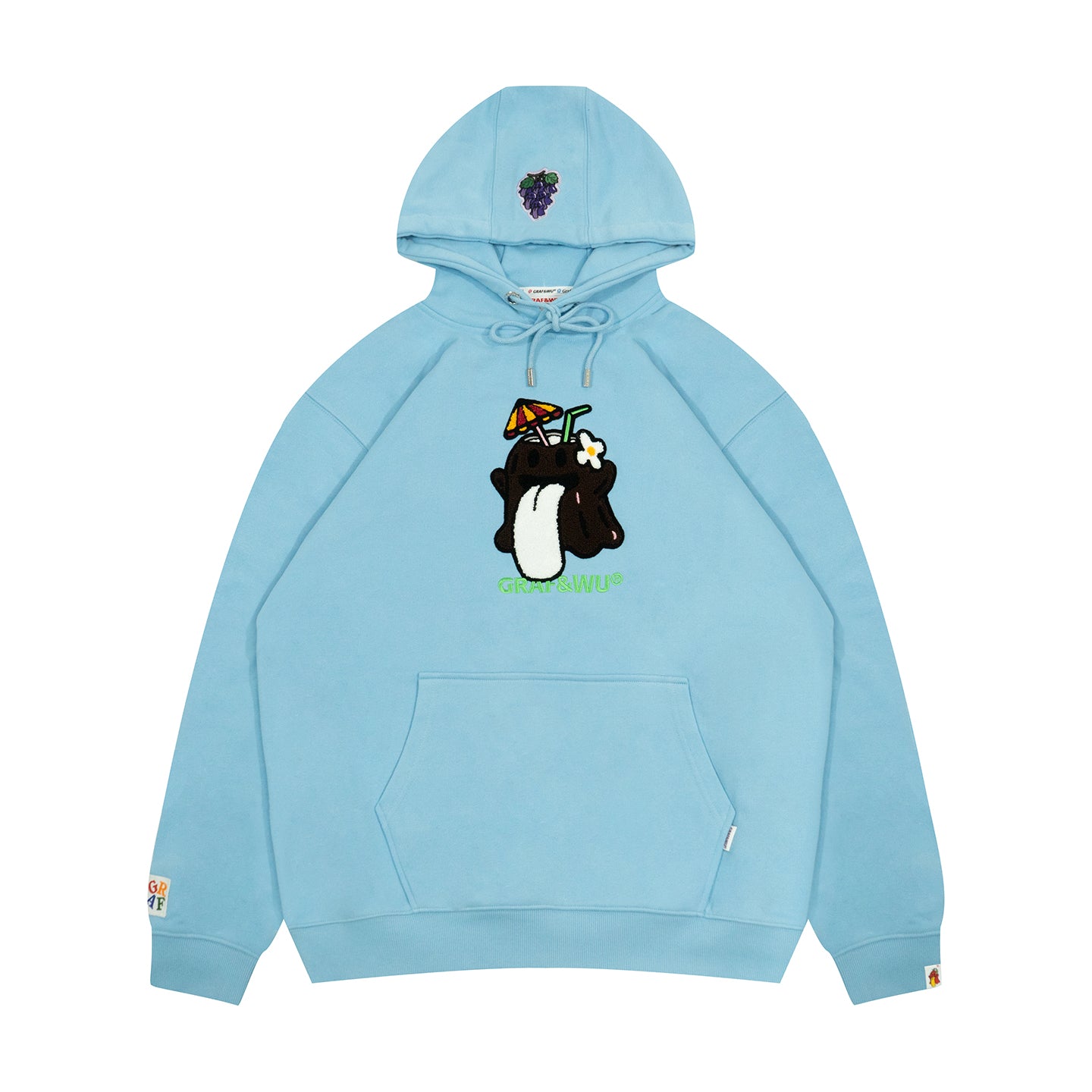 GRAF&WU Fruit Cute Ghost Towel Embroidery Fleece Hoodie