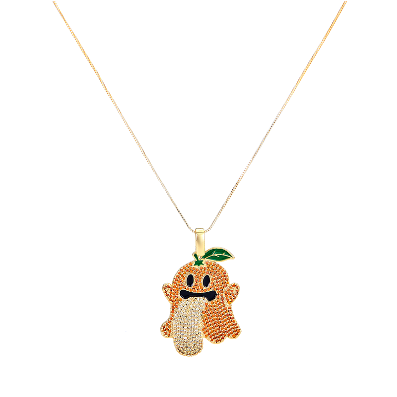 GRAF&WU Necklaces Booghost Trend Pendants Cute Ghost 2.0 Angel Demon Necklace Rhinestone Hand-Inlaid Jewelry Gold-Plated Accessories