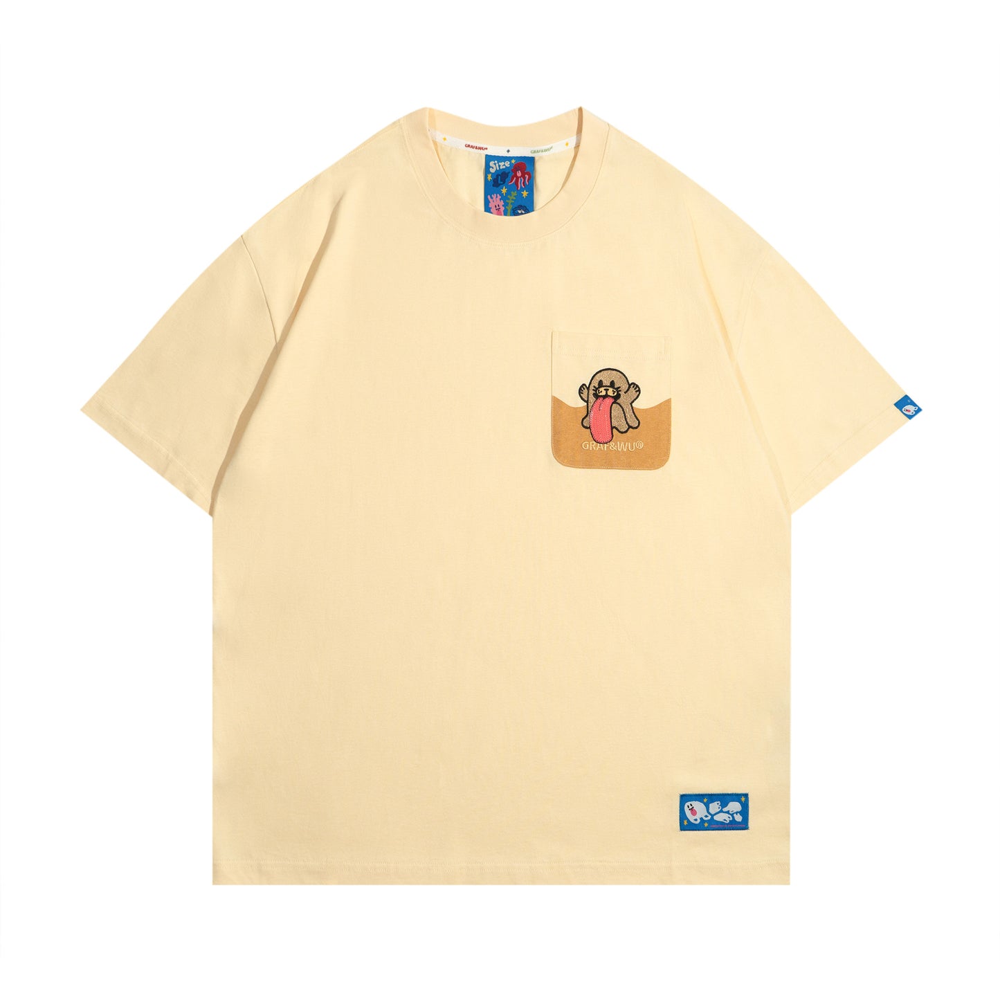 GRAF&WU Ocean Protect Coral Whale Giant Clam Cute Ghost Pocket T-shirt
