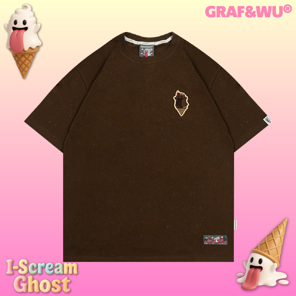 GRAF&WU T-Shirts Ice Cream Cute Ghost T-Shirt Fashion Cotton Short-Sleeved Men Women Casual Short Sleeve Summer T-Shirts For Ice Cream Lovers