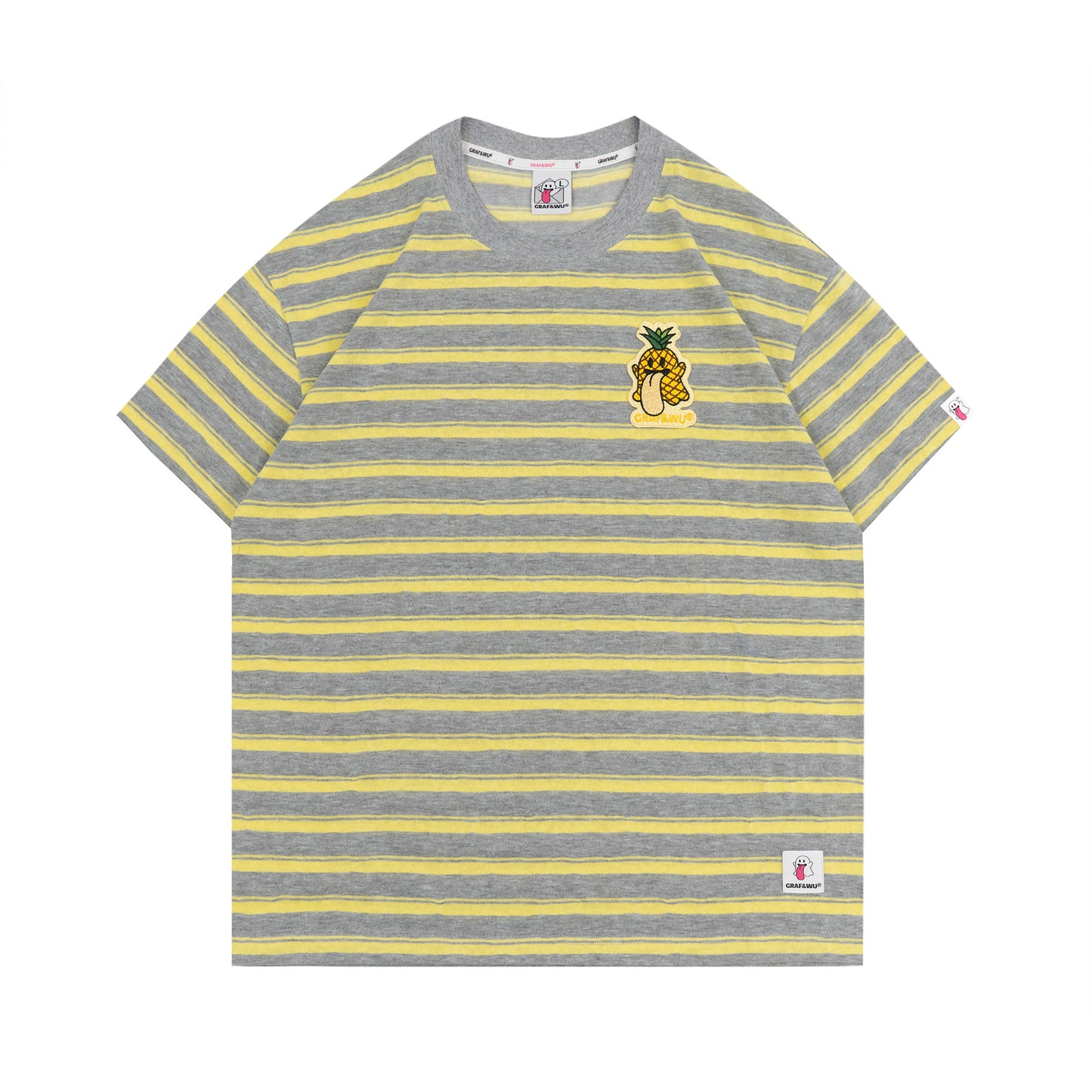 GRAF&WU OG Cute Ghost Angel Devil Embroidered Colorful Striped T-Shirt