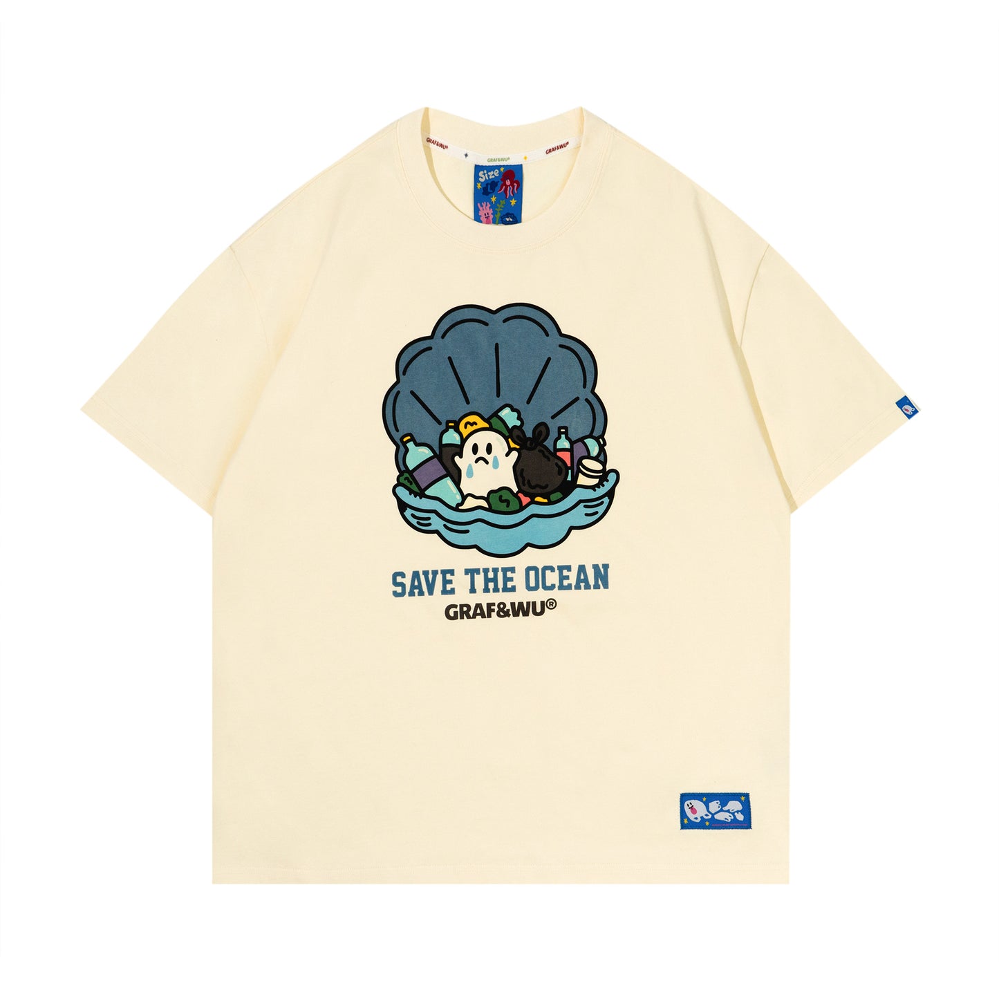 GRAF&WU Protect Ocean Nature Themed Cute Ghost T-shirt